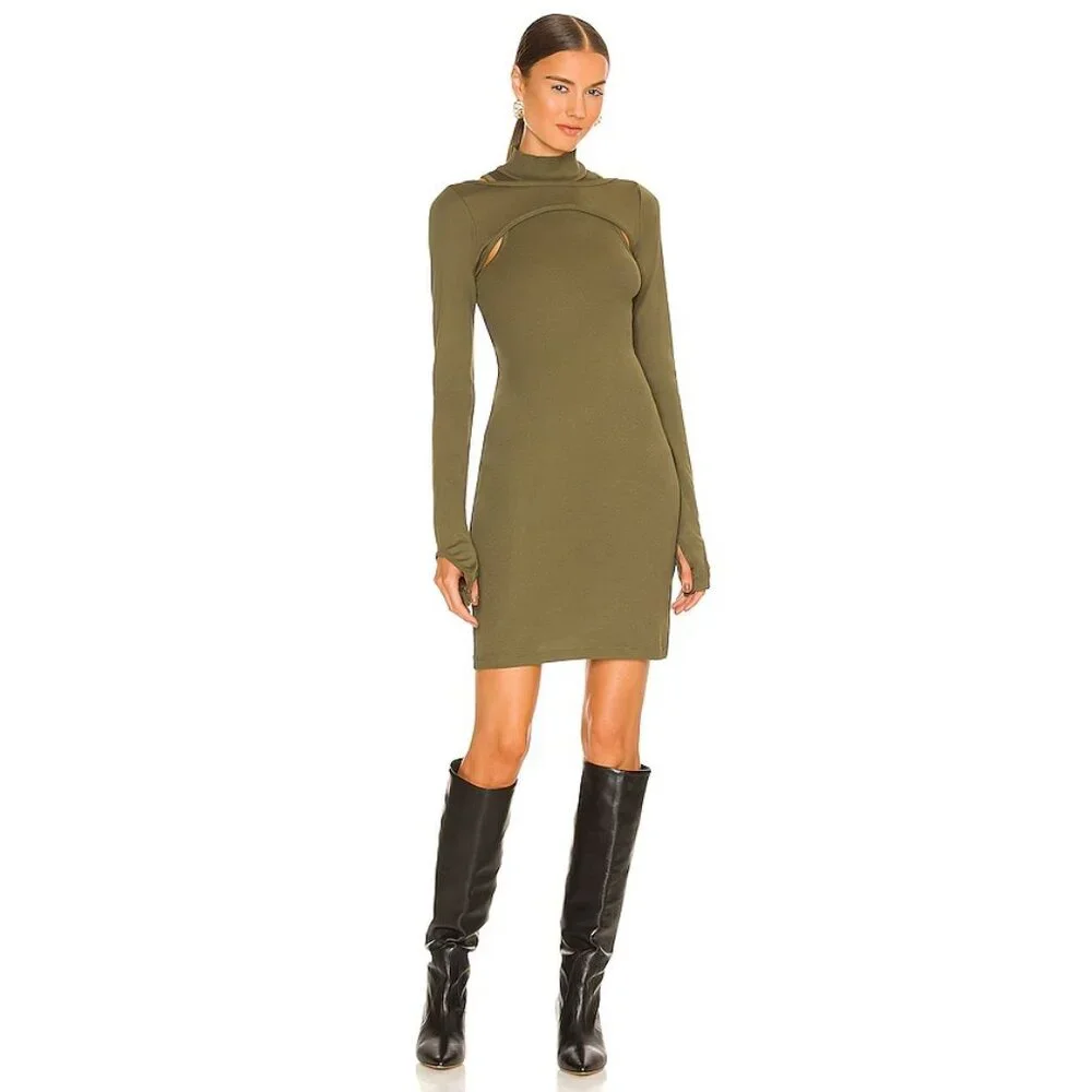Helmut Lang Rib Cutout Dress Seaweed Green